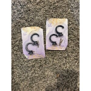 Shine Black Curtain Hooks Set of 4 Wall Mount Tieback Hooks with Screws New